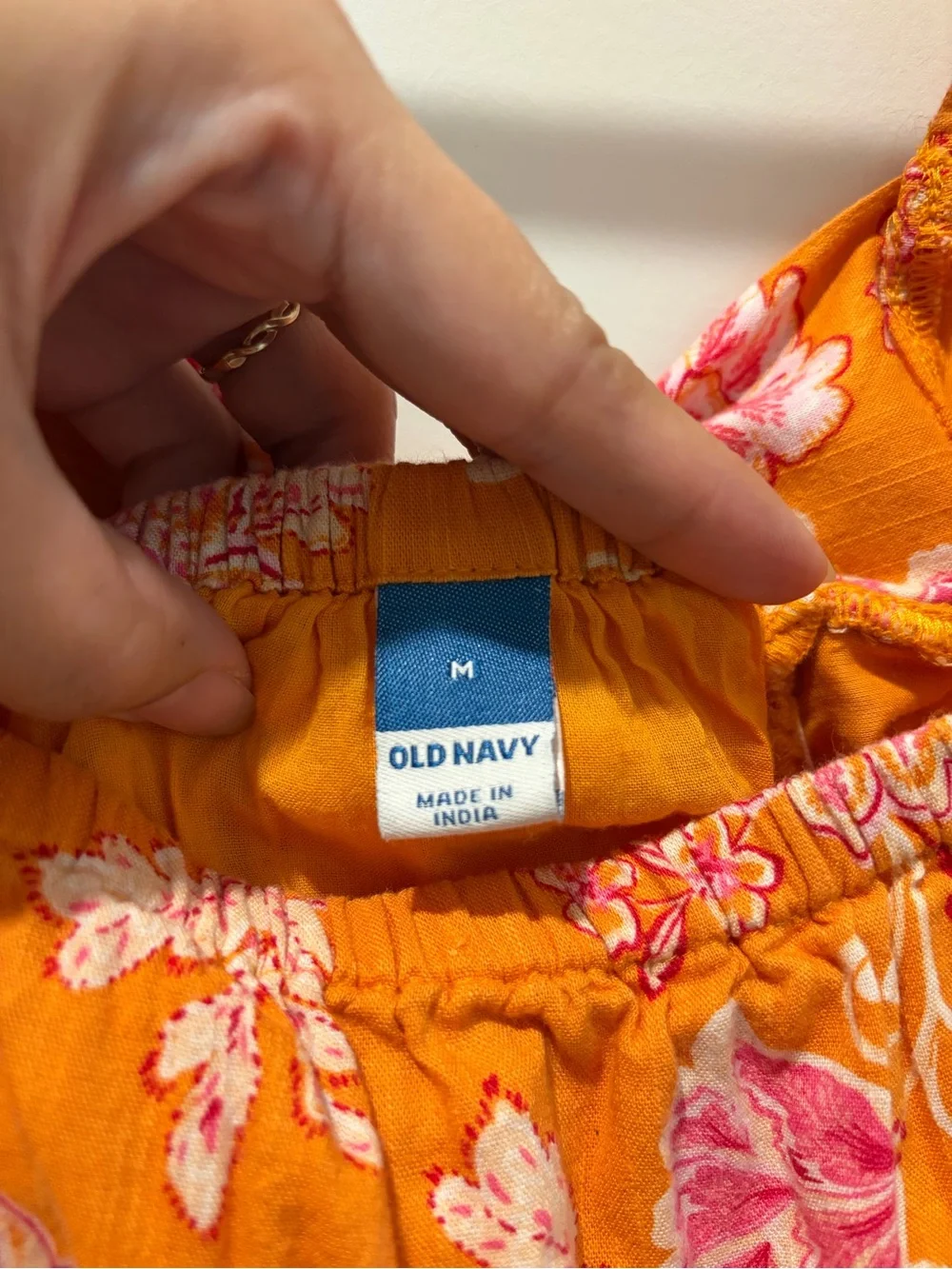 Old Navy Pink Floral Sundress on Mustard